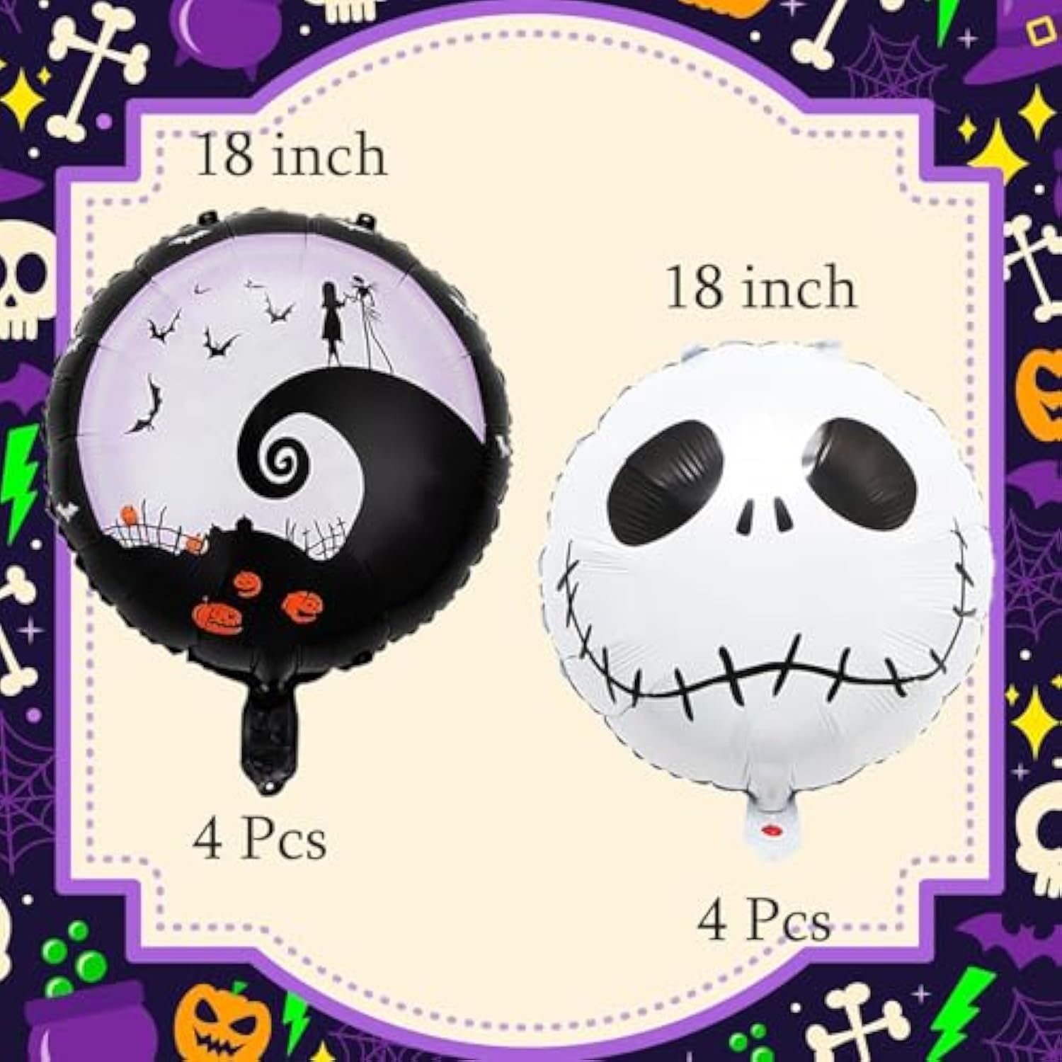 16Pcs Halloween Skull Balloons - Party Decorations for Birthday, Baby Shower & Holiday Events