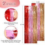 2 Pack Valentine Foil Fringe Backdrop Curtains, Tinsel Streamers Party Decorations, Fringe Backdrop, Door Shimmer For Valentine Or Birthday Party