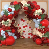 Cherry Balloon Garland Arch Kit, 169Pcs Ruby Red Blue Beige With Avocado Ruby Red Long Latex Balloons For Birthday Baby Shower Wedding Valentines Day Anniversary Cherry On Top Party Decorations
