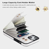 For Iphone 13/ Iphone 14 Wallet Case With Card Holder, 360°Rotation Ring Kickstand, White Leopard Cheetah Pattern, Rfid Blocking Leather For Girls Women, Double Buttons Flip 6.1"