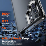 Designed For Samsung Galaxy S22 Ultra Case,12 Ft Grade Drop Protection,Dual Layer Heavy Duty Protective Cover Shockproof With Non-Slip Phone Case For Galaxy S22 Ultra 6.8 Inch,Black