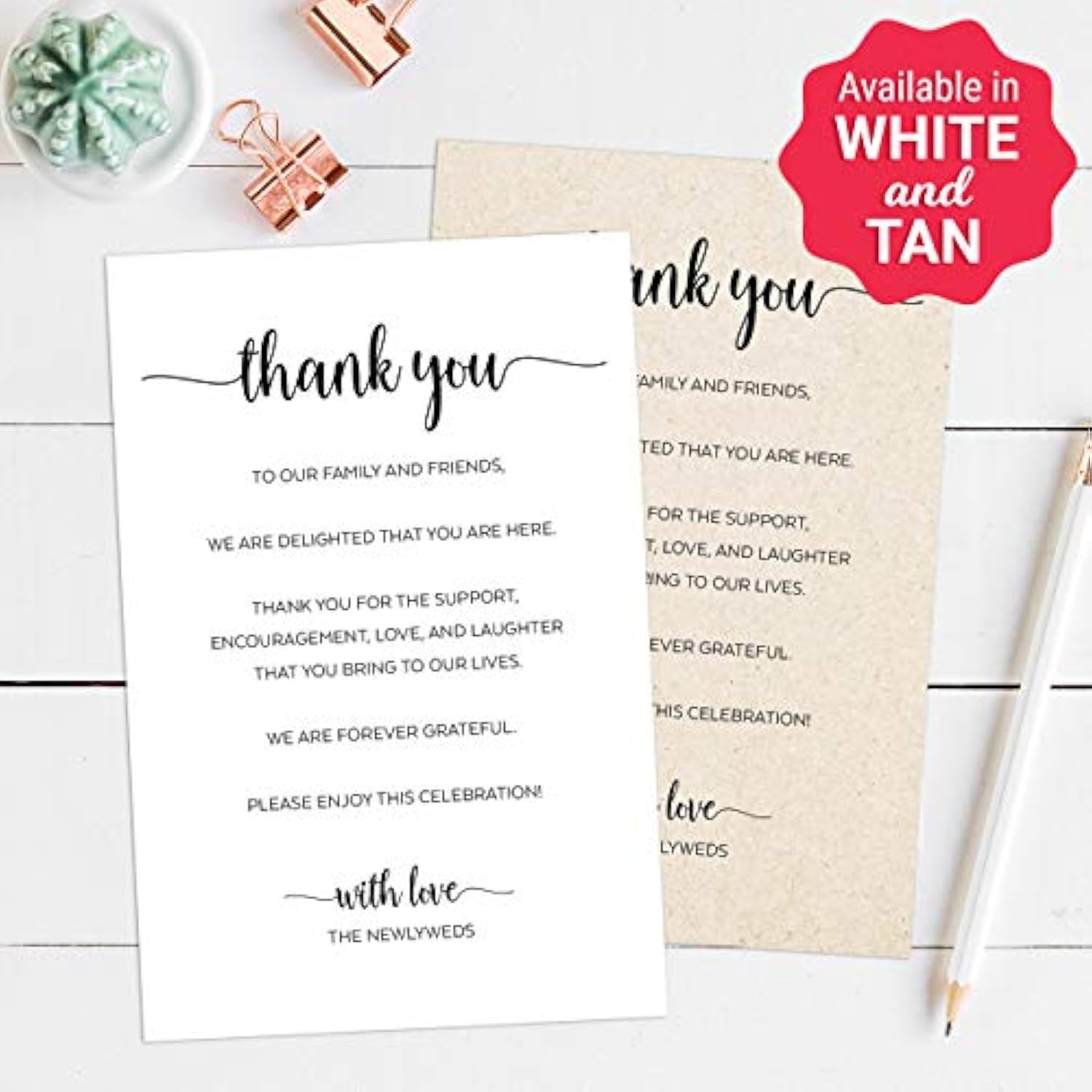 Thank You Table Place Setting Cards (Set Of 50) Made In Usa - 4X6 Large, Rustic Kraft Tan, Wedding, Party, Retirement, Graduation, Birthday, Baby Shower, Bridal, Engagement, Anniversary