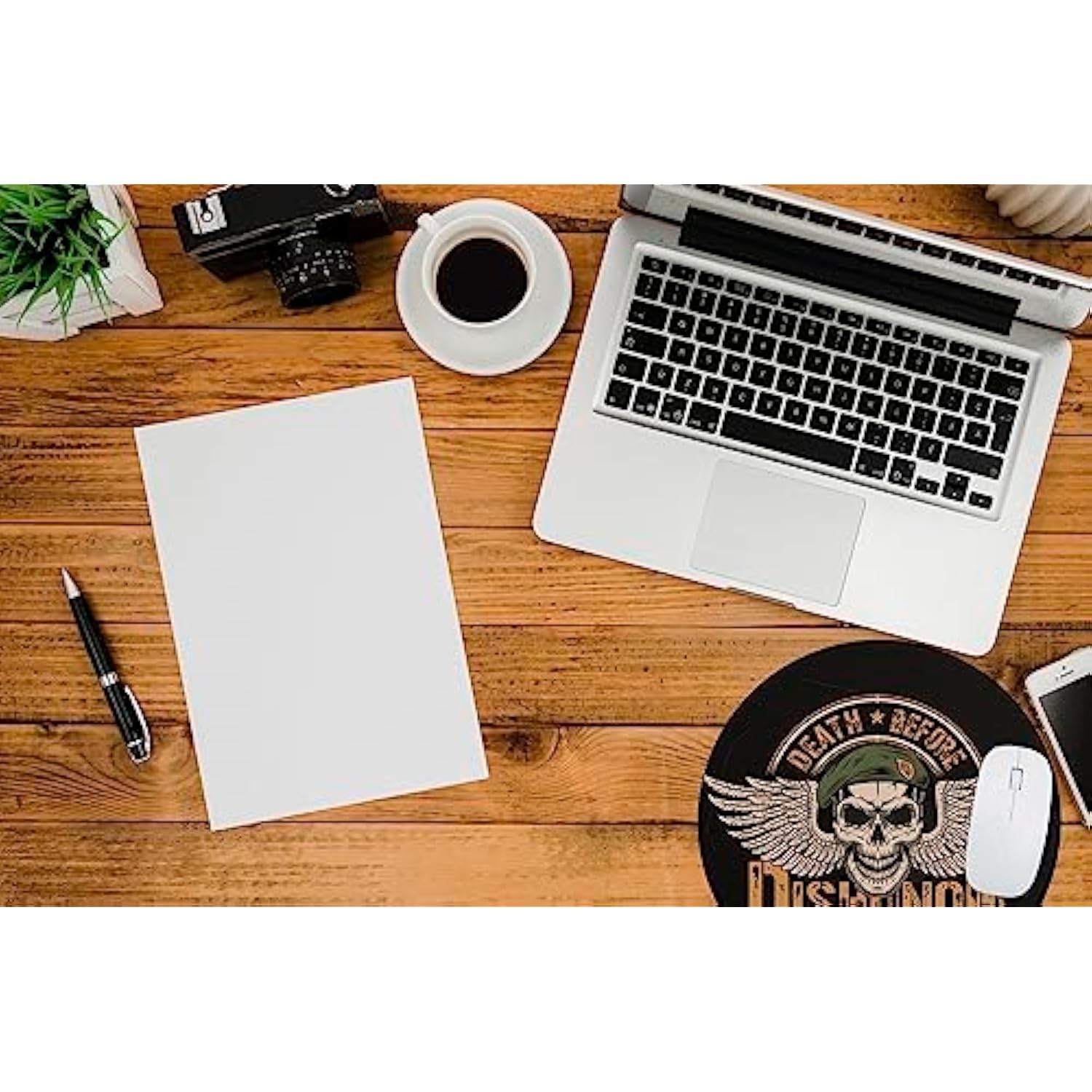 Mouse Pad?Death Before Dishonor Honor The Fallen Skull Print Concept Round Mousepad With Design?Small Non-Slip Rubber Gaming Pads?Office Dorm Computer Laptop Mouse Pad 7.9 X 7.9 Inch