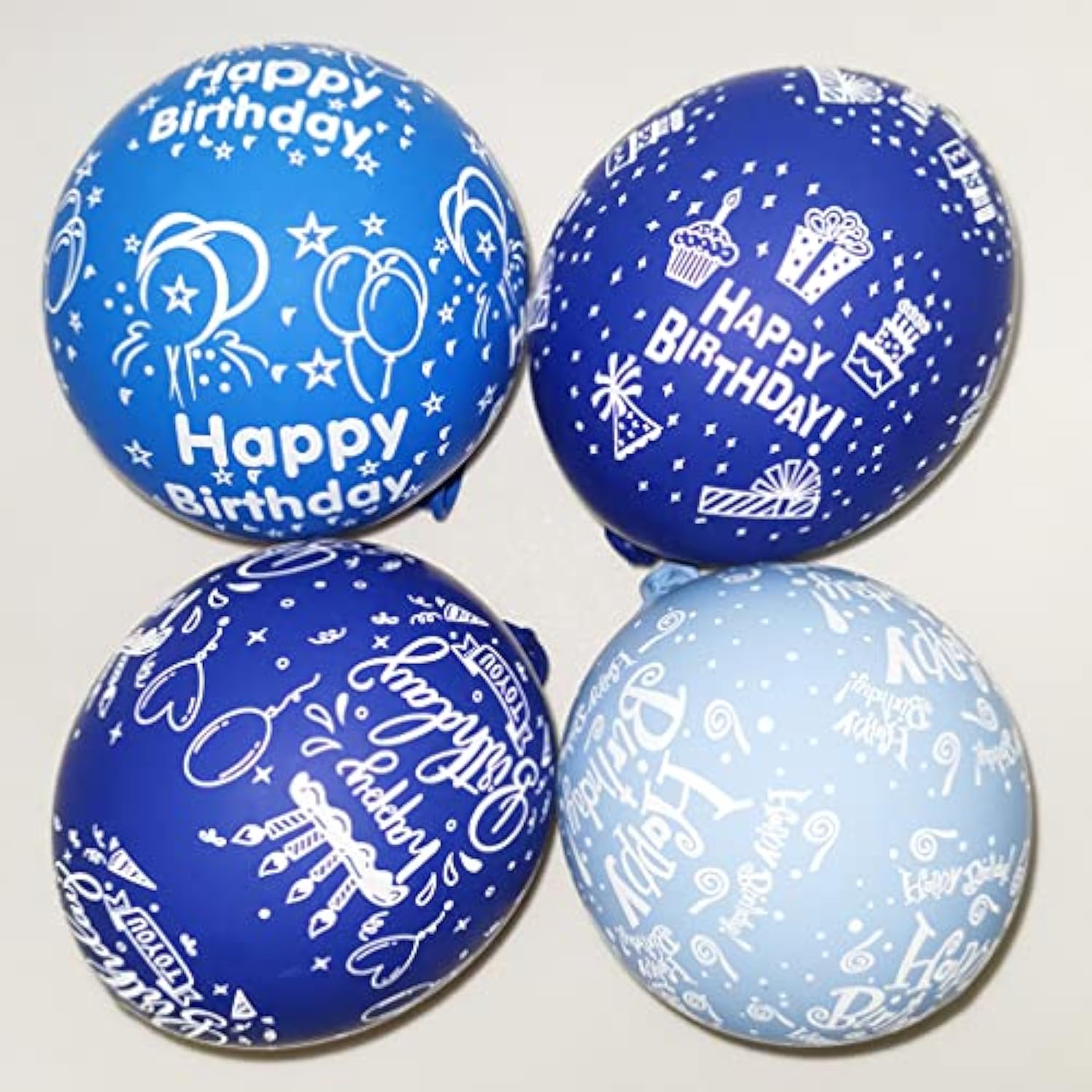 52pcs Blue Birthday Balloons with Party Prints – Decorations for Kids’ Parties