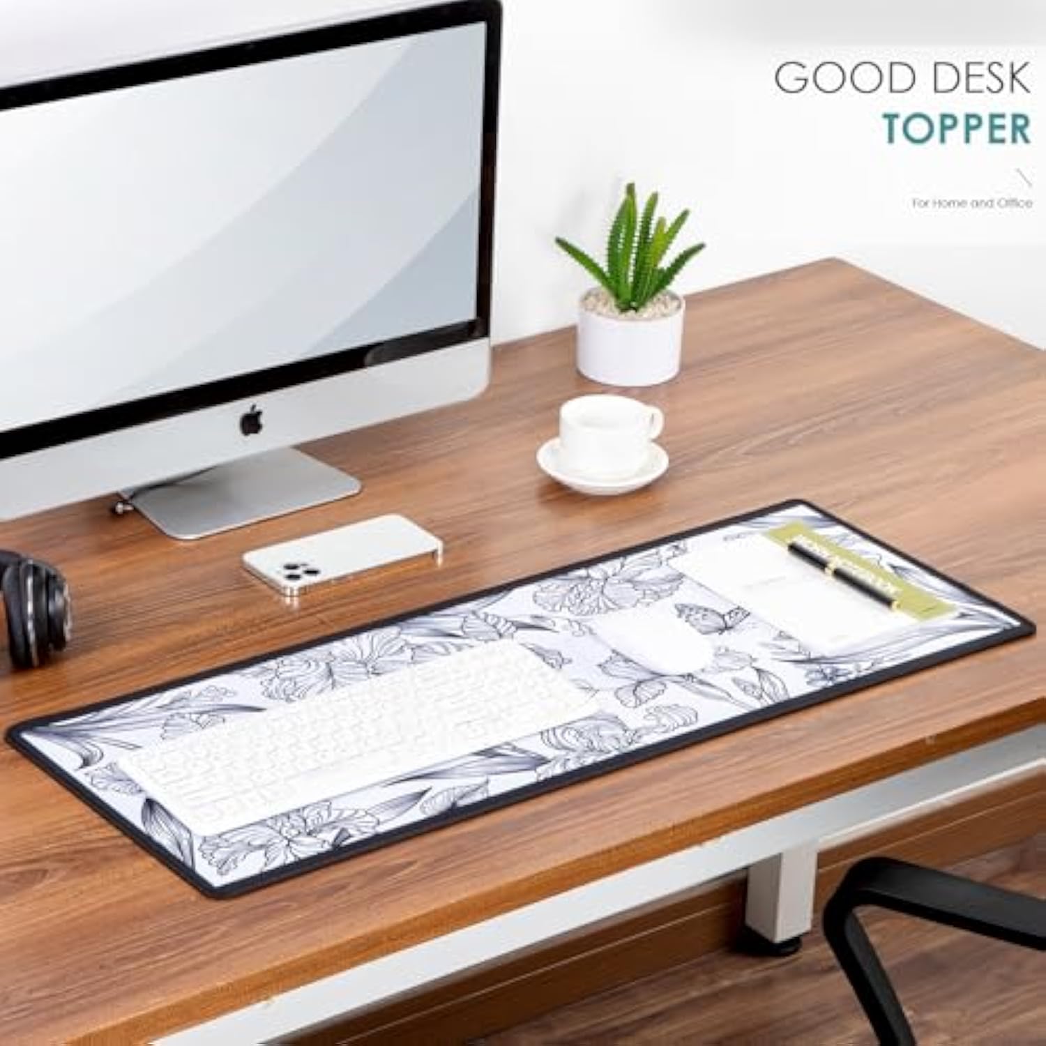 Black Large Extended Mouse Pad, Beautiful Flowers Plants, Waterproof Mouse Mat For Home And Office, Gaming Mousepad Laptop Keyboard Mat With Nonslip Base, Stitched Edges (31.5"X11.8"X0.12")