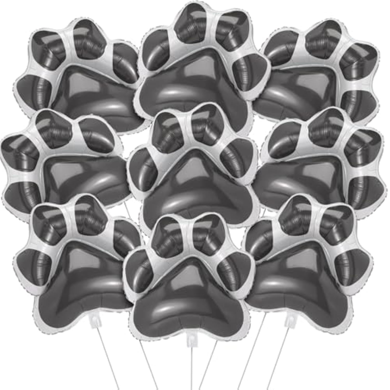 9-pc grey paw print foil balloons, 28x26", for puppy-themed birthday and baby shower décor