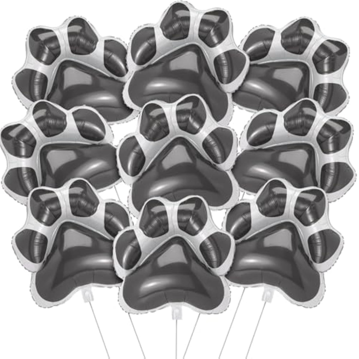 9-pc grey paw print foil balloons, 28x26", for puppy-themed birthday and baby shower décor