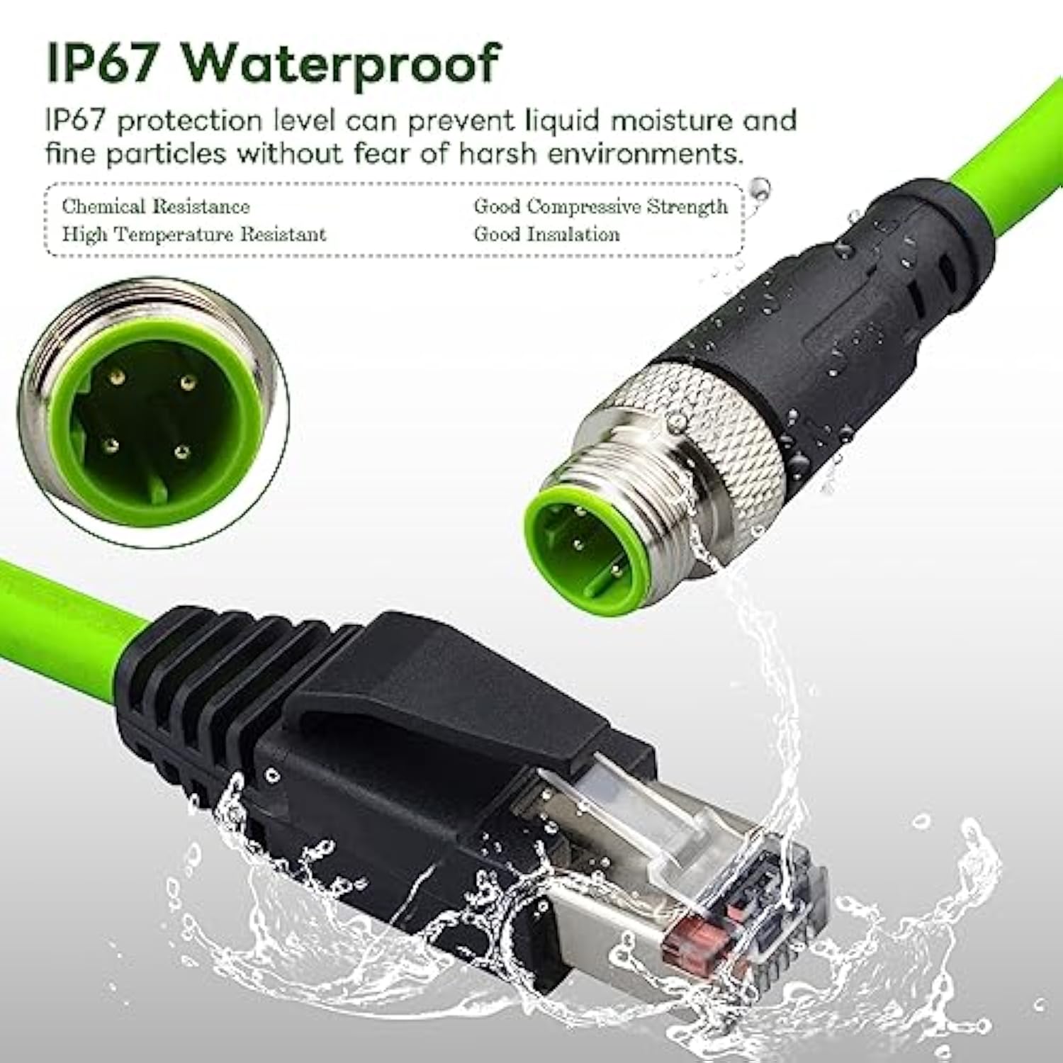 M12 To Rj45 Industrial Ethernet Cable,Automation Systems Interconnect M12 4 Pi