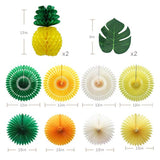 Summer Pineapple Party Decoration, Hawaiian Party Supplies Tropical Palm Leaves Honeycomb Pineapple Hanging Paper Fans For Adults Kids Birthday Baby Shower Bachelorette (Yellow)