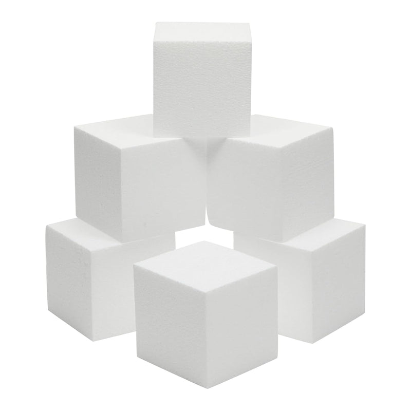 6 Pack Foam Cube Squares For Crafts - Polystyrene Blocks For Diy, Floral Arran