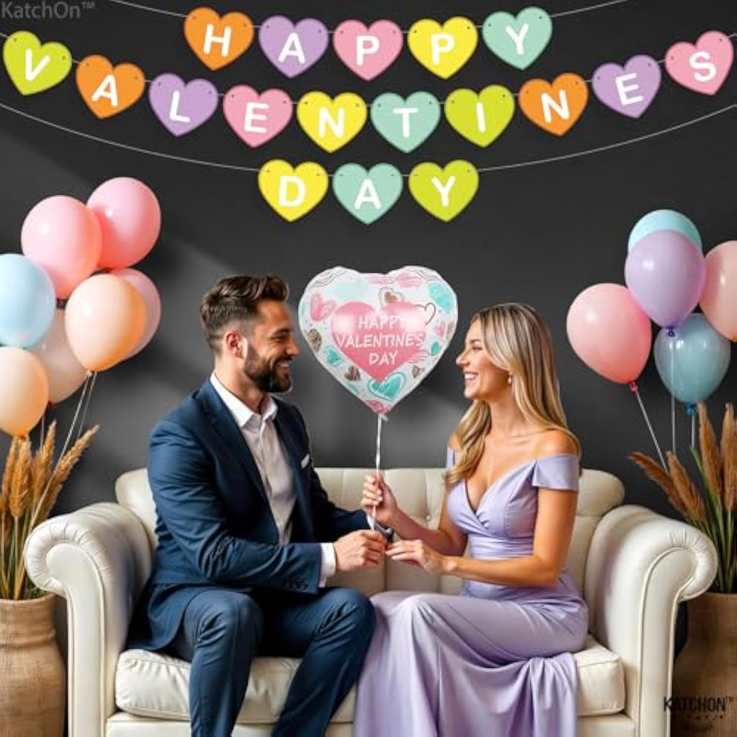 Happy Valentines Day Garland -10 Feet, No Diy | Happy Valentines Day Banner, Valentines Day Decorations | Conversation Heart Garland,Conversation Hearts Decorations | Valentines Day Decor
