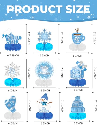 Winter Centerpieces for Table, 9Pcs Snowflake Table Decorations