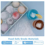 Large Ice Cube Molds, Big Round Whiskey Ice Cube Trays For Freezer, Easy To Fill & Release, Whiskey Bourbon Cocktail(2.5In*8 Balls- Blue/2 Pack)