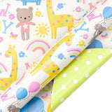 Reversible Baby Shower Wrap - 17"x33' - Animal & Baby Design Gift Paper