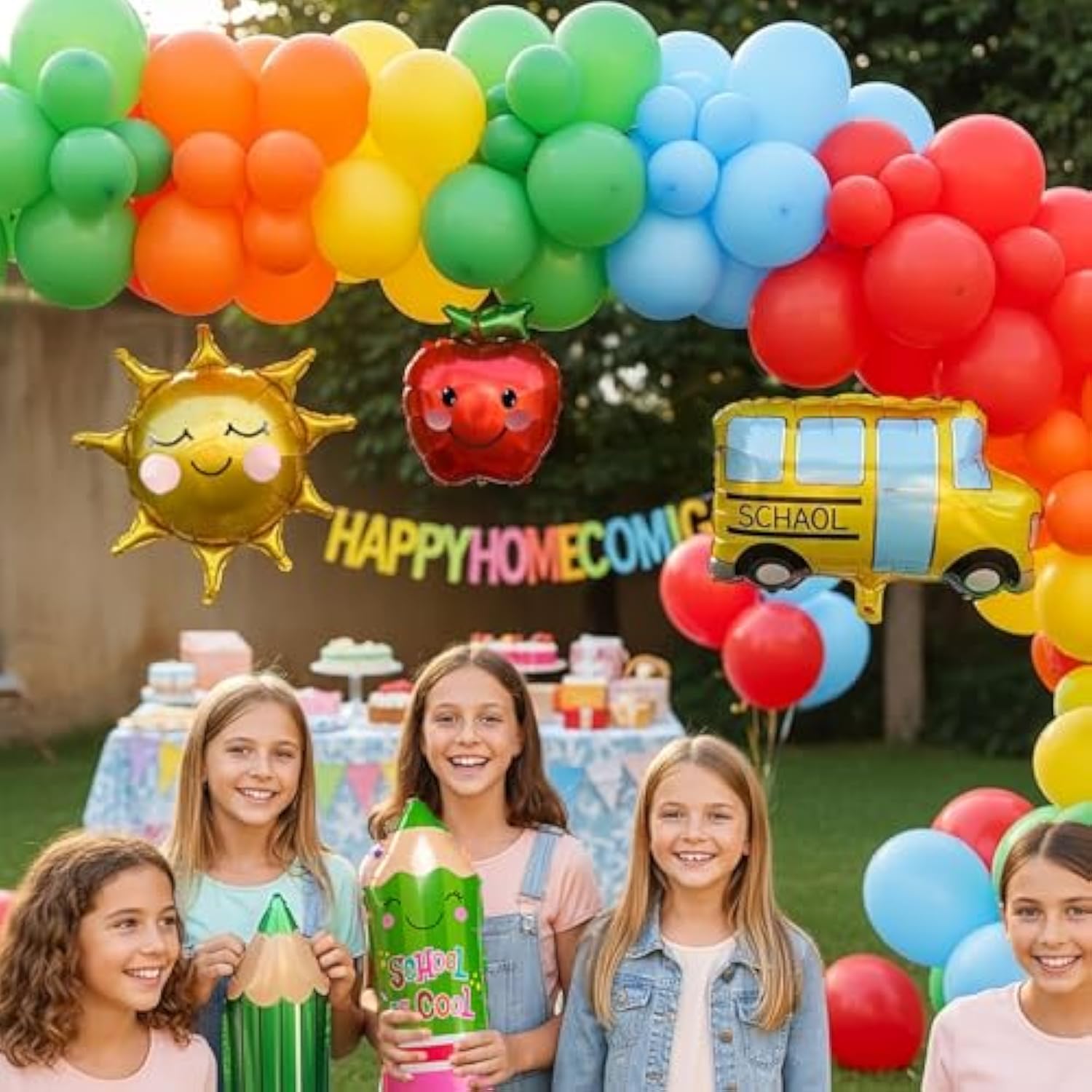 Back To School Balloon Arch Garland Kit Pencil Apple Foil Balloons Abc123 Favor Balloon Box For First Day Of School Kindergarten Welcome Back To School Classroom Party Pre K Graduation Decorations