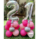Silver 22 Number Balloons, 40 Inch Giant Number 22 Balloons Foil Mylar Helium Silver Number Balloons For 22Th Birthday Party Supplies Anniversary Event Celebration Decorations