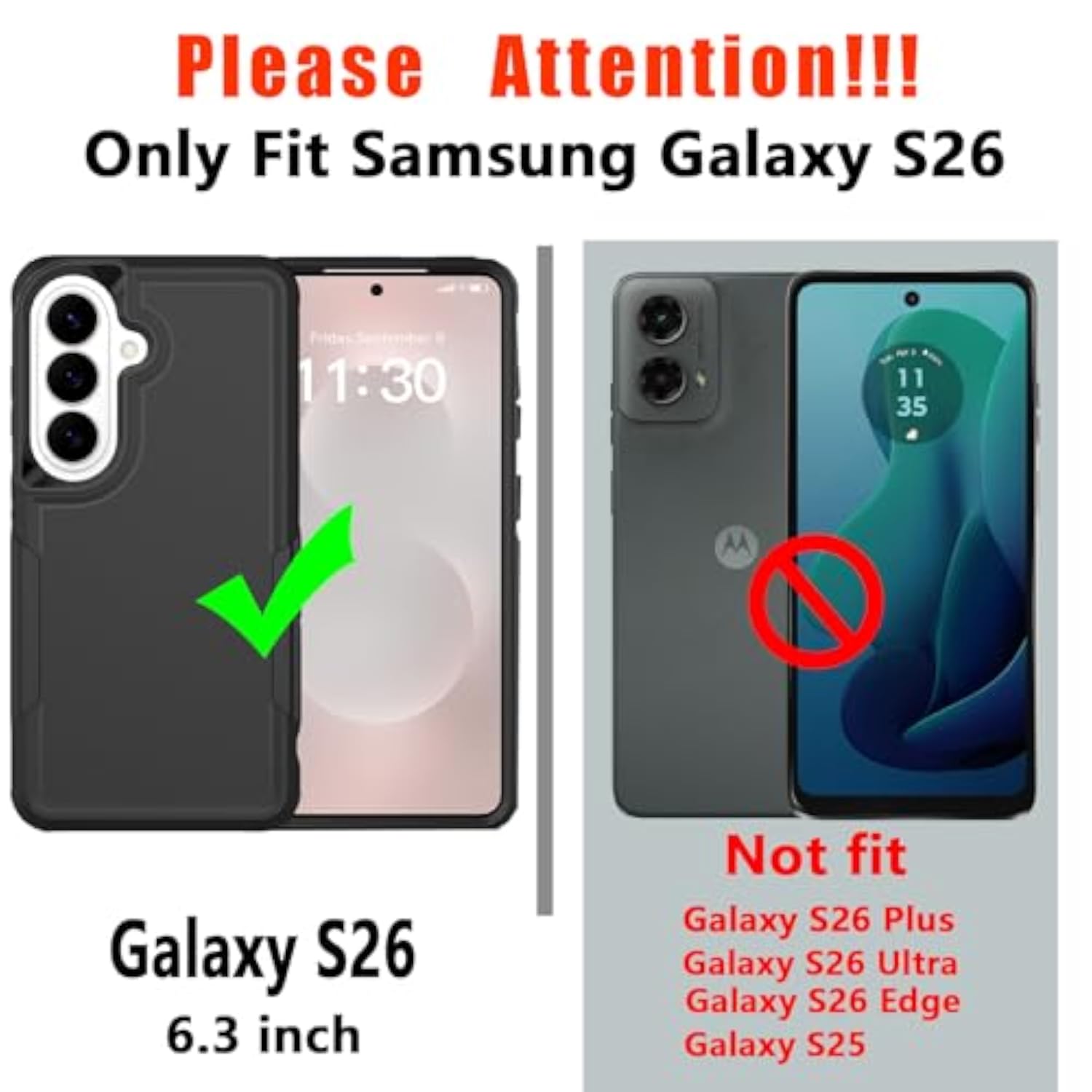 Heavy Duty Dual Layer Protective Case for Samsung Galaxy S26 with HD Screen Protector, Military Grade Drop Tested, Non-Slip Shockproof Rugged Cell Phone Cover