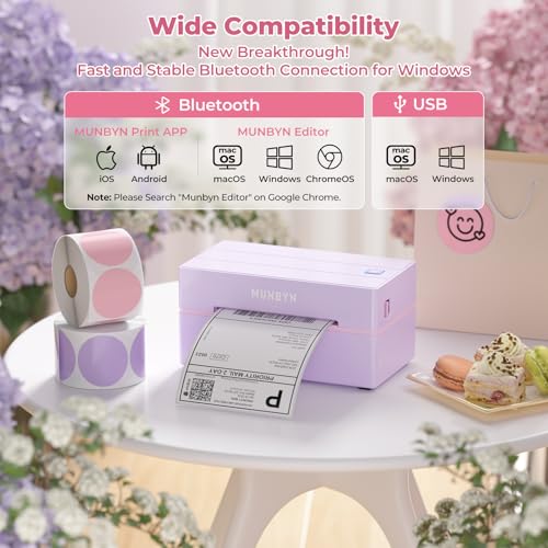 Bluetooth Thermal Label Printer, 130B Wireless 4X6 Shipping Label Printer For Shipping Packages Small Business Office Or Home, Compatible With Iphone Android Ipad Windows Macos Chrome Etsy Ebay