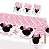 3 Packs Pink Mouse Tablecloth, Pink Polka Dot Table Cloths Disposable Plastic Cartoon Table Covers For Girls 1St 2Nd 3Rd Party Decorations Supplies, 86.6 X 51.2In