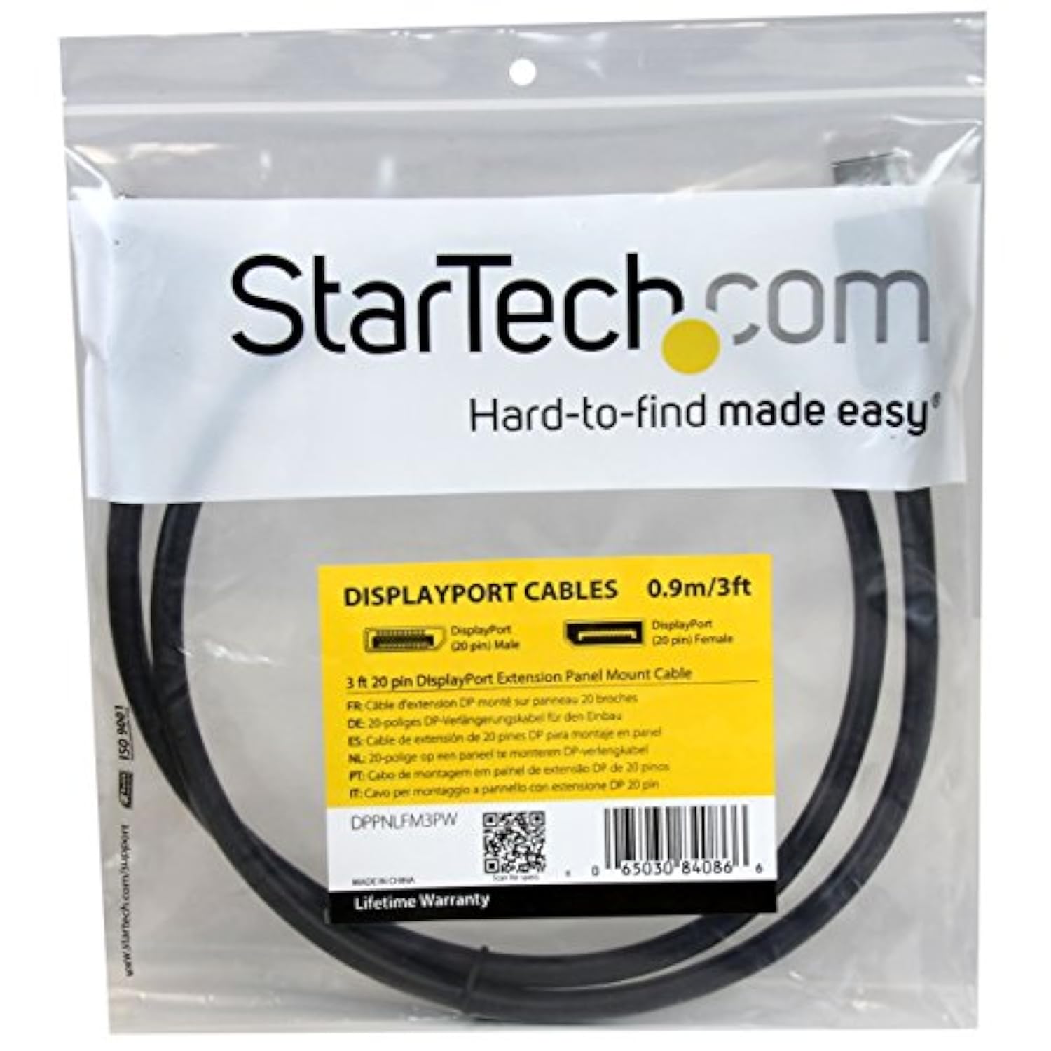 StarTech.com 3 ft / 91 cm 20 pin DP DisplayPort Extension Panel Mount Cable -