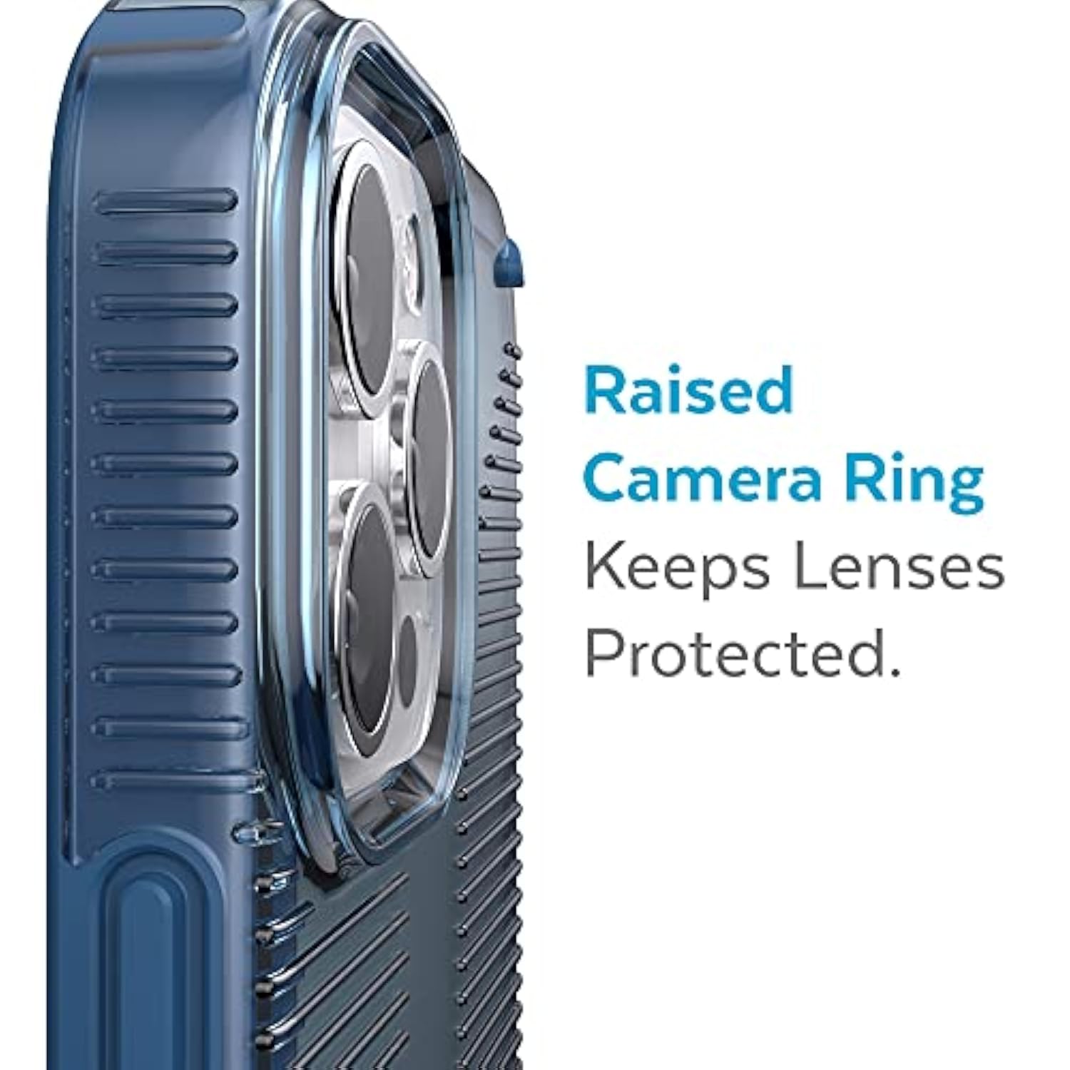 Speck iPhone 13 Pro Max Case - Drop Protection Fits iPhone 12 Pro Max & iPhone 13 Pro Max Phones - Compatible with MagSafe, Extra Grip, Dual Layer Slim Design - Glass Navy, Winter Navy GemShell