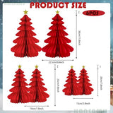 6 Pack Christmas Honeycomb Paper Tree 3D Red Green Xmas Paper Trees Centerpiece Ceiling Hanging Tissue Pine Tree Star for Christmas Holiday Decoration (6, Red)