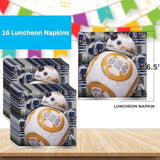 Unique Star Wars Dinnerware Party Bundle - 16 Luncheon & 16 Beverage Napkins, 8 Dinner & 8 Dessert Plates - Star Wars Birthday Party Decorations
