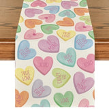 Ture Love Heart Valentine'S Day Table Runner, Seasonal Kitchen Dining Table Decoration For Home Party Decor 13X72 Inch