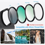 JJC 49mm Magnetic Lens Filter Mount Adapter for iPhone 13 Pro Max 14 Pro Max 15 Pro Max with MagSafe Case, Magnetic Filter Base with Cold Shoe Mounts & Silicone Lens Hood (Filters Not Included)