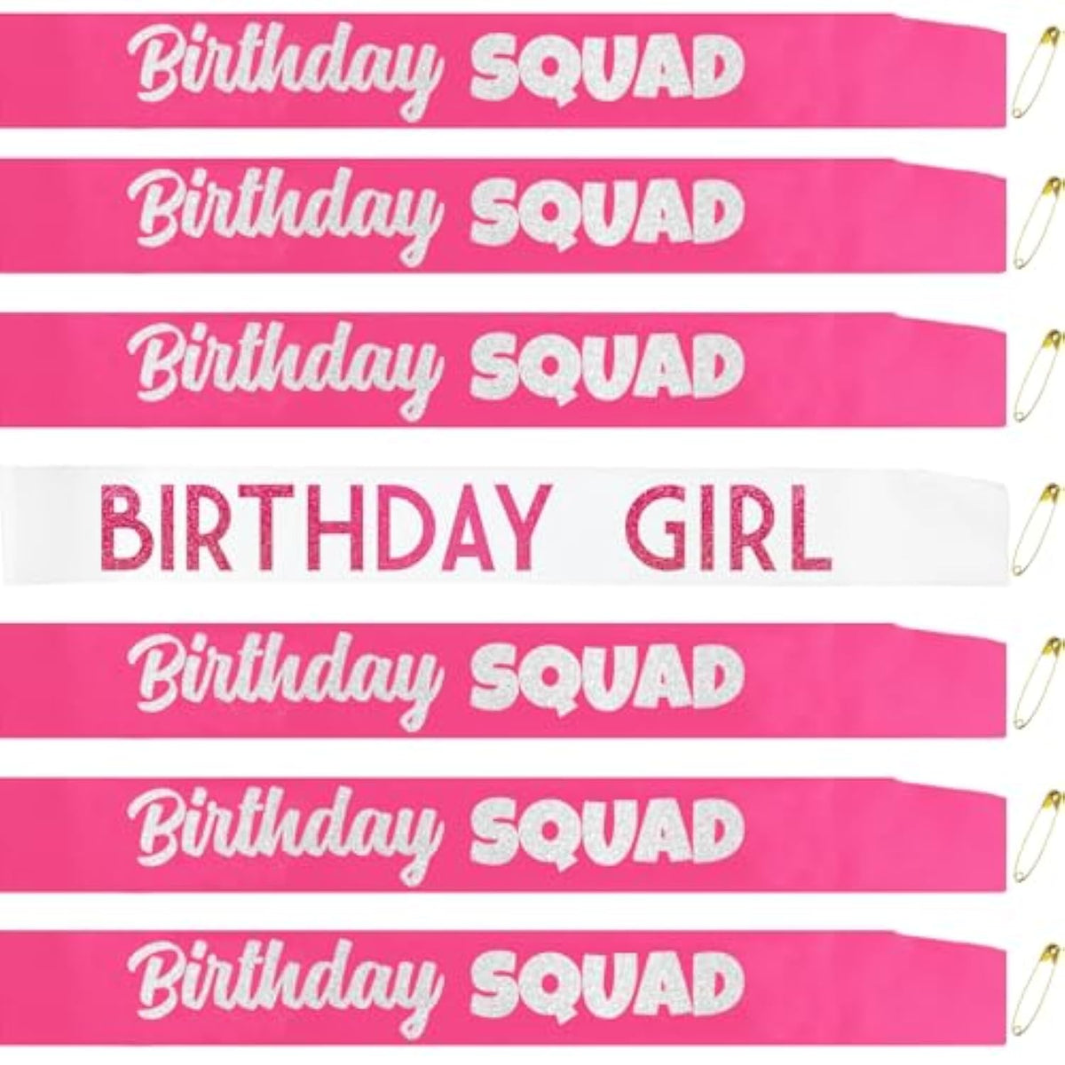 7 Pcs Birthday Girl Sash And Squad Sashes Set, Birthday Girl Sash Funny Party Favors Decorations For Women Sweet 16 18Th 21St 25Th 30Th 40Th 50Th Or Other Bday(White+Hot Pink)