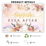 Happily Ever After Backdrop Banner, Mr & Mrs Wedding Party Photography Backdrop Poster Engagement Party Anniversary Bridal Shower Decorations Photo Booth Props 6x4ft