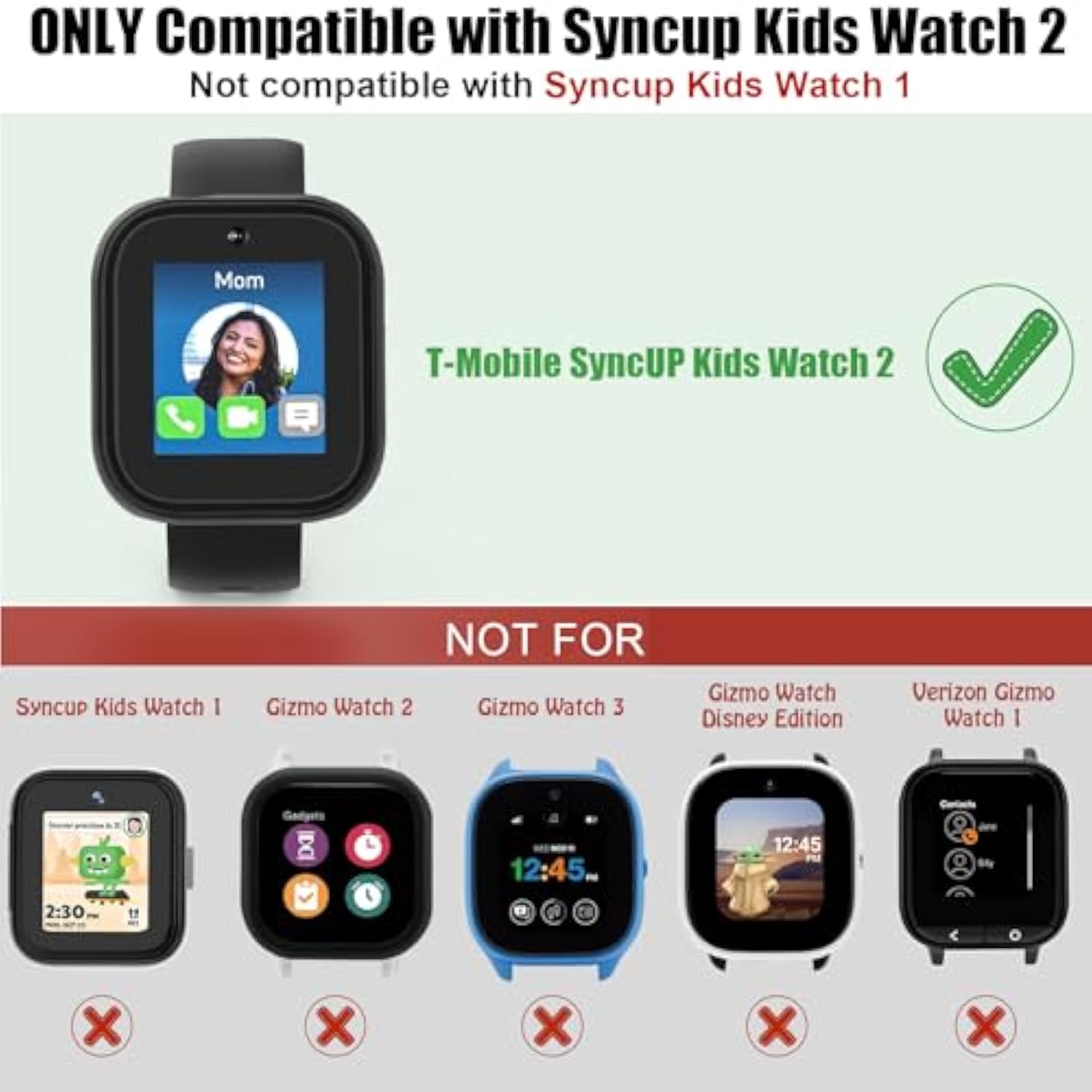2-Pack Compatible With Sync Up Kids Watch 2 Screen Protector, Hard Pc Overall Protective Case Bumper Tempered Glass Cover Accessories For Syncup Kids Watch 2,Purple+Pink