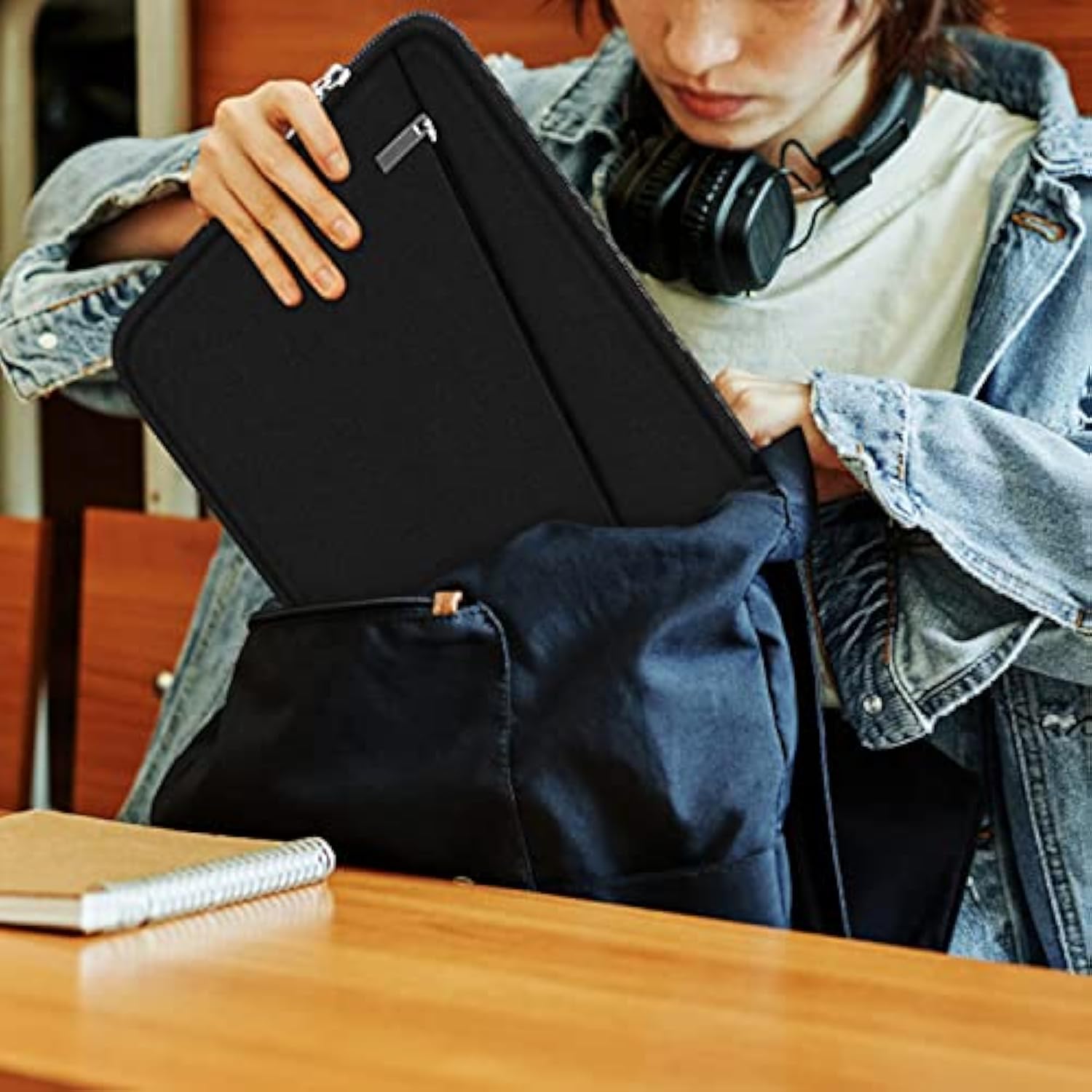 15.6 Inch Laptop Sleeve, Durable Computer Carrying Bag Protective Case Briefcase Handbag With Front Pocket, Slim Cover For 1516 Inch Hp, Dell, Lenovo, Asus, Notebook, Black