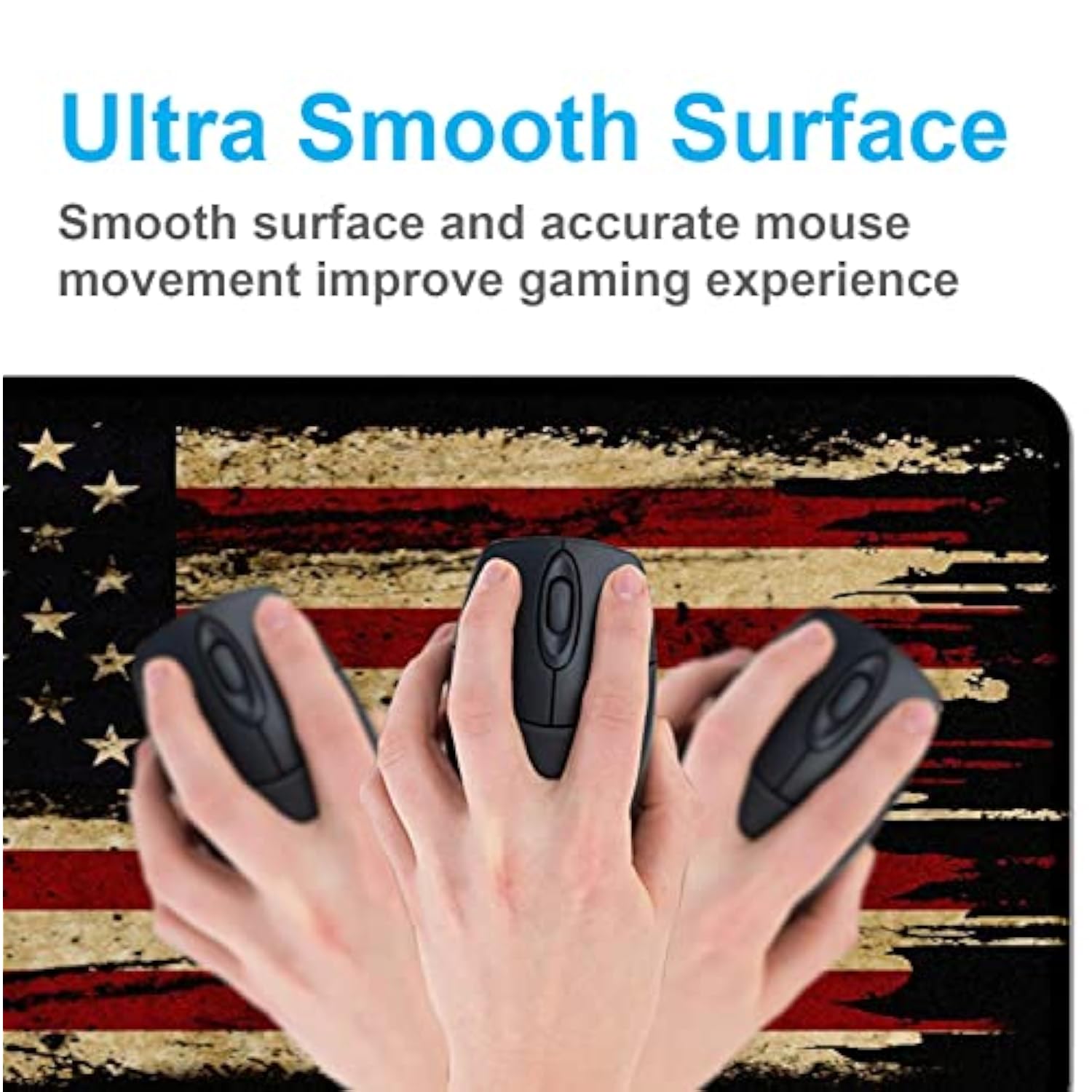 Large Extended Gaming Mouse Pad With Stitched Edges, Nonslip Waterproof Rubber Base Mouse Pad For Office, Computer, Keyboard, Laptop And Home Desk Pad 35.4 X 15.7 X 0.12 Inch (American Antique Flag)