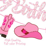 Cowgirl Coquette Bow Birthday Decorations 2Pcs Western Hat And Boots Party Banners Wild West Boots Birthday Decor Cowgirl Bow Themed Banner Supplies For Girls Baby Shower Party