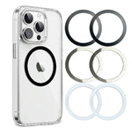 Universal Metal Rings Compatible With Magsafe Sticker,Magnetic Ring For Phone Cases & Wireless Charging, 6 Pack (2 Black,2 White & 2 Silver)