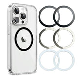 Universal Metal Rings Compatible With Magsafe Sticker,Magnetic Ring For Phone Cases & Wireless Charging, 6 Pack (2 Black,2 White & 2 Silver)