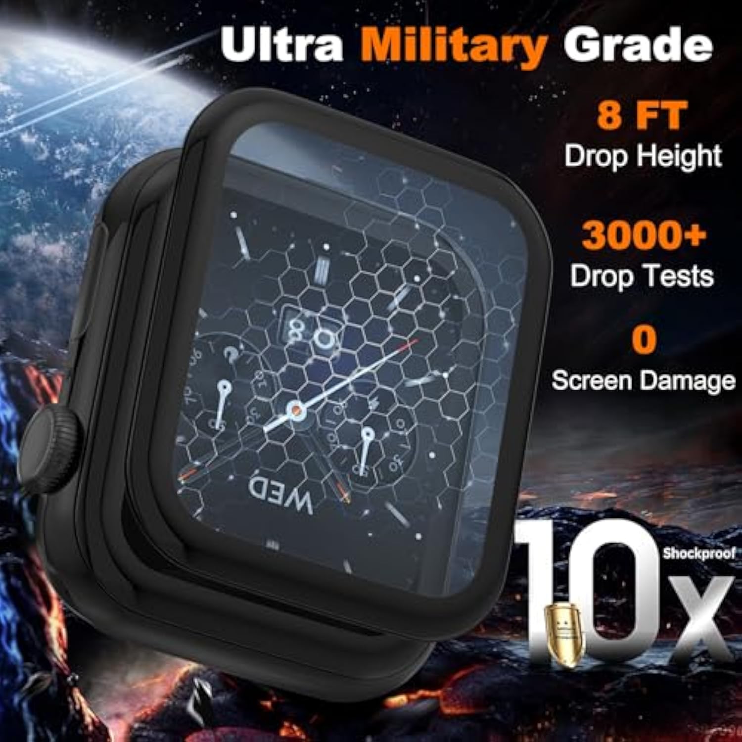 6-Pack 3D Hd Clear Screen Protectors Compatible With Apple Watch 38Mm/40Mm/41Mm/42Mm/44Mm/45Mm/46Mm/49Mm Compatible With S1/2/3,S4/5/6Se,S7/8/9,S10,Ultra 1/2/3 All Models (38Mm/Black, S1/2/3)