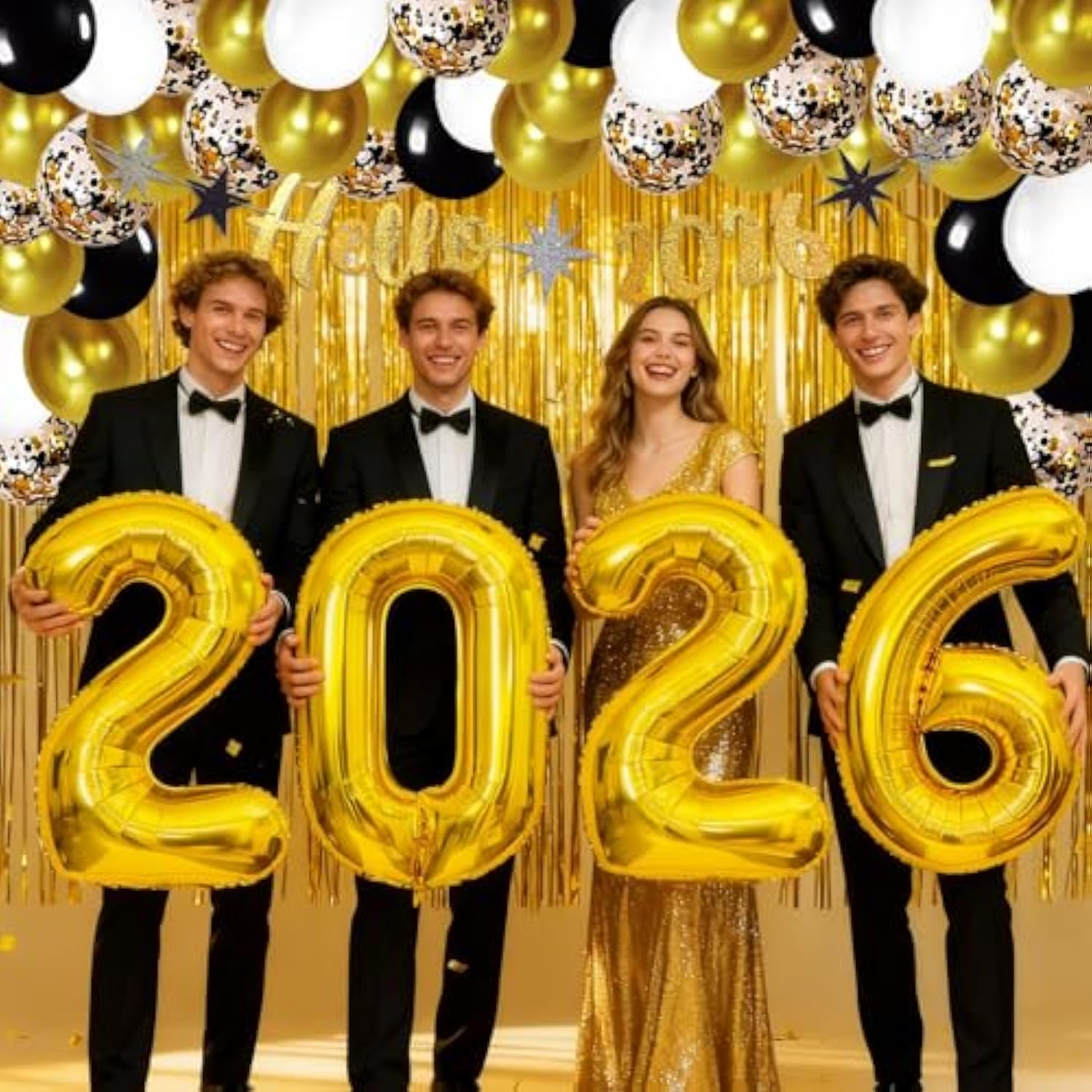47pcs New Year 2026 Party Decorations with Balloons Banner Backdrop