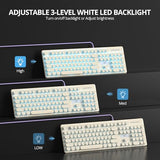 Wired Retro Computer Keyboard, Quiet Typewriter Keyboard, Khaqi Cute Keyboards Light Up With Round Keycaps, Led Backlit,104-Key For Pc, Laptop(Khaqi)