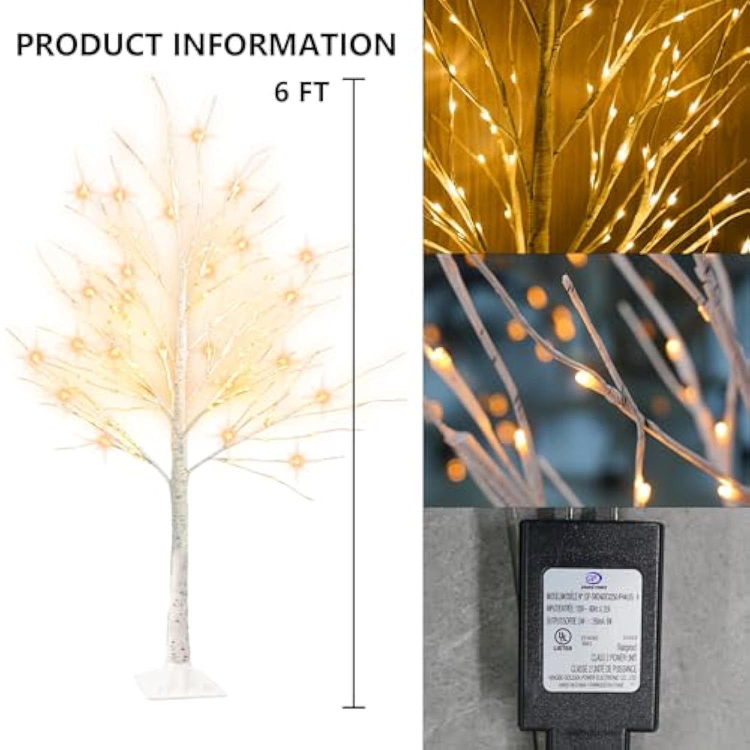 Lighted Tree, 6 Ft Birch Tree With Fairy Lights For Decoration Inside Outside, Birch Tree With 144 Led Lights For Christmas Holiday Wedding Home Room Decor, 2 Pack