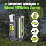 Upgraded 6.0Ah Op4040 Replacement For Ryobi 40V Battery Op4026 Op4050 Op40201 Op40261 1 Op40401, High Capacity Compatible With 40 Volt Ryobi Lithium Battery Chargers And Cordless Power Tools
