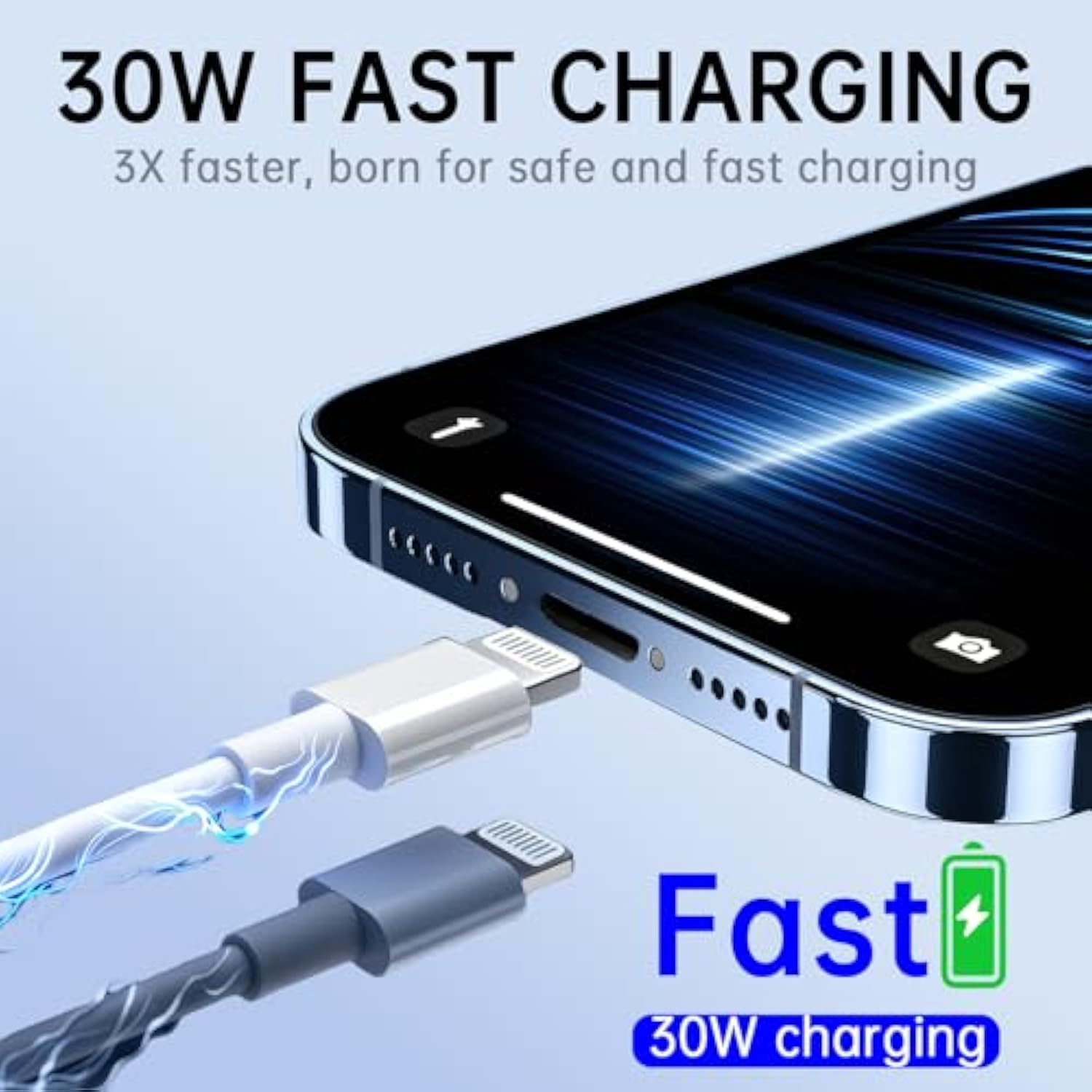 5Pack Pd Fast Charging Cable, ?Mfi Certified, 6.6Ft*5? Compatible With Iphone 14 13 12 11 Pro Max Xs Xr X 8 Plus, Ipad, Airpods, Usb C To Lightning Cable
