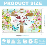Christian Faith Banner 71X43 Inch With God All Things Are Possible Cross Scripture Backdrop Religious Spring Decor For Church Worship Home Yard Porch Easter Celebration Display