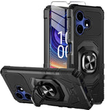 For Boost Mobile Celero 5G+ Plus 2024 (3Rd Version) Case With Tempered Glass Screen Protector,Military Grade Heavy Duty Shockproof Protective Cover,With Ring Kickstand Full-Body Protective