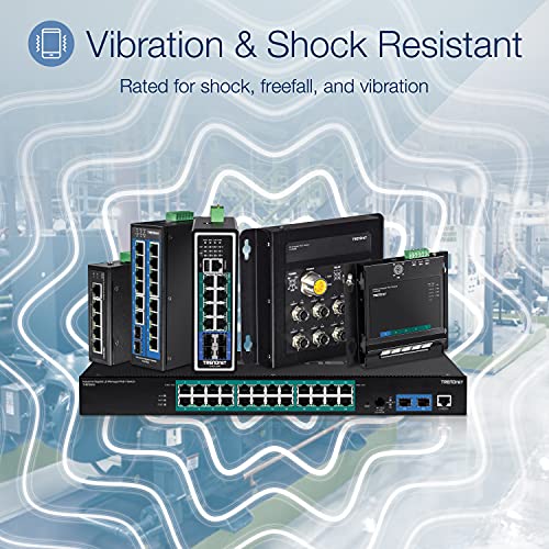 16-Port Industrial Gigabit L2 Managed Din-Rail Switch, Layer 2 Switch, 16 X Gigabit Ports, 32Gbps Switching Capacity, Extreme Temperature Gigabit Switch, Protection, Black, Ti-G160I