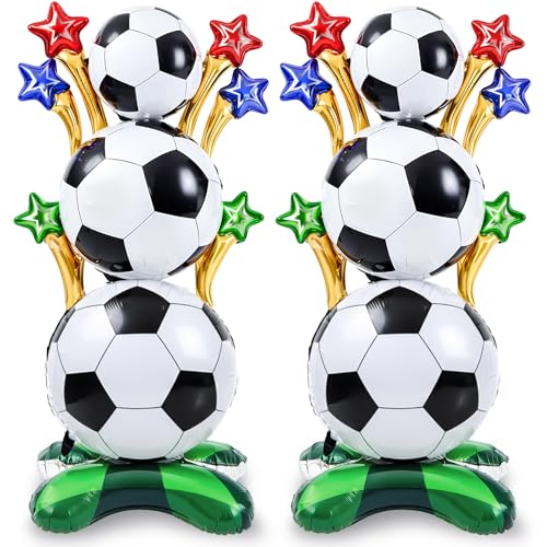 2 Pcs 3.5 ft Giant Soccer Foil Balloons, Soccer and Stars