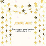 65 Feet Glitter Star Paper Garland Banner Hanging Decoration Star Streamers Double Side 2026 Graduation Decorations For Wedding Birthday Festival New Year Party Decoration (Gold)