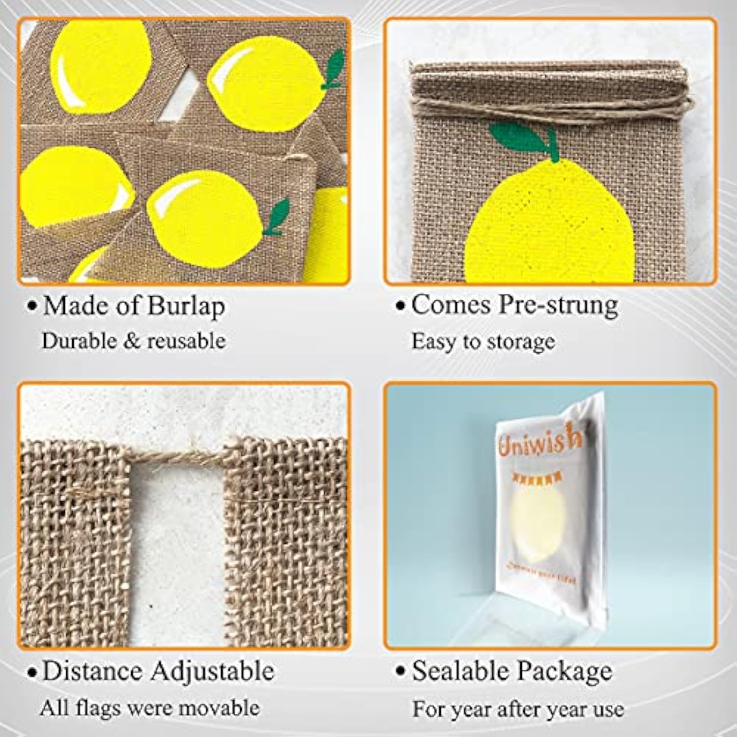 Lemon Banner Burlap Hanging Bunting For Lemon Theme Baby Shower Birthday Party Decorations Garland Flag Home Mantel Decor