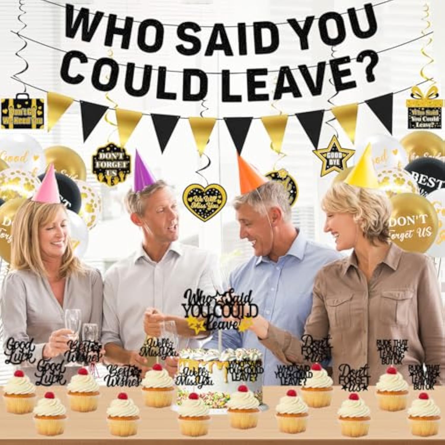 Farewell Party Decor Kit – Banner, Cake Toppers, Balloons & Swirls for Goodbye Celebrations